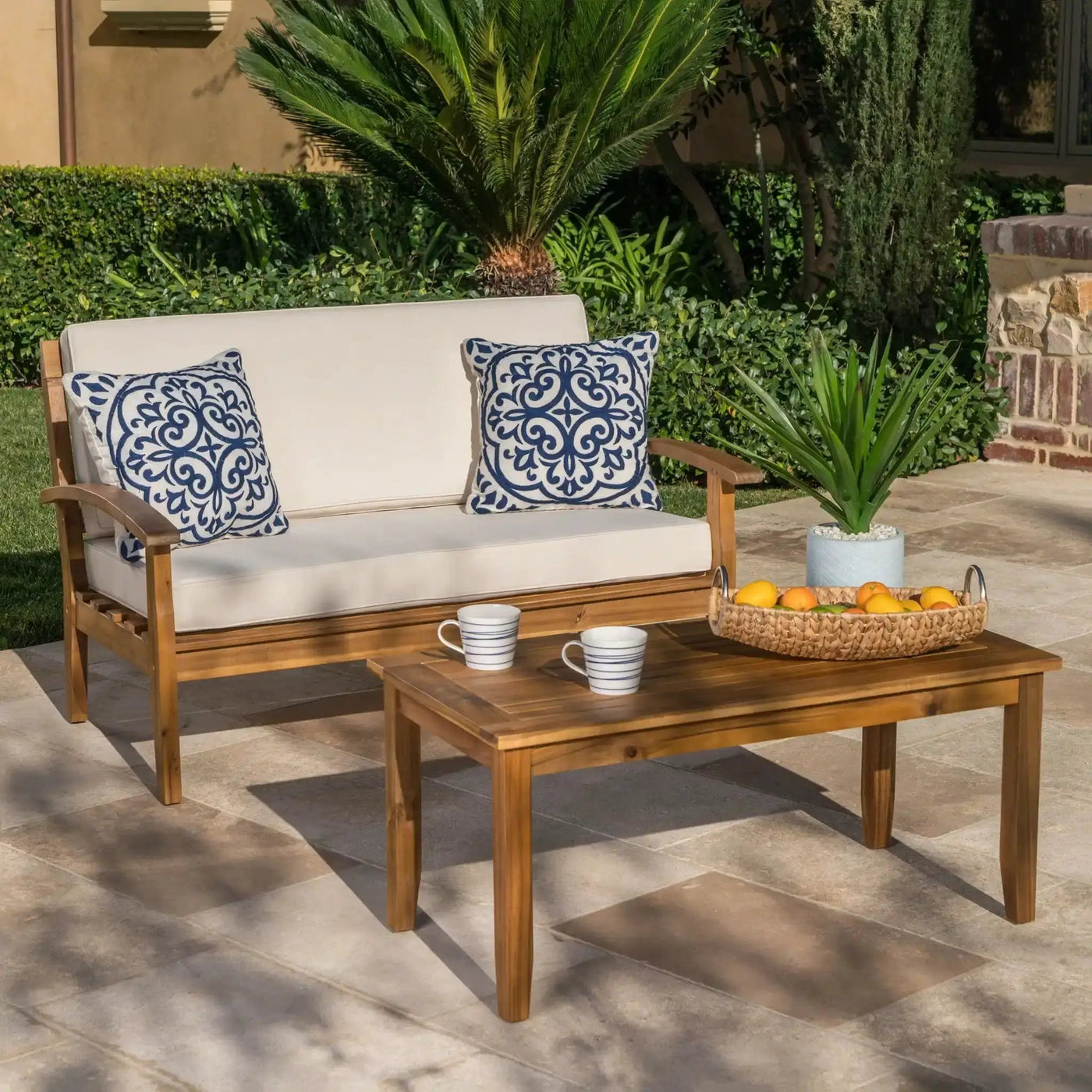 Outdoor Chat Set With Coffee Table and Loveseat by HouseOfZazla