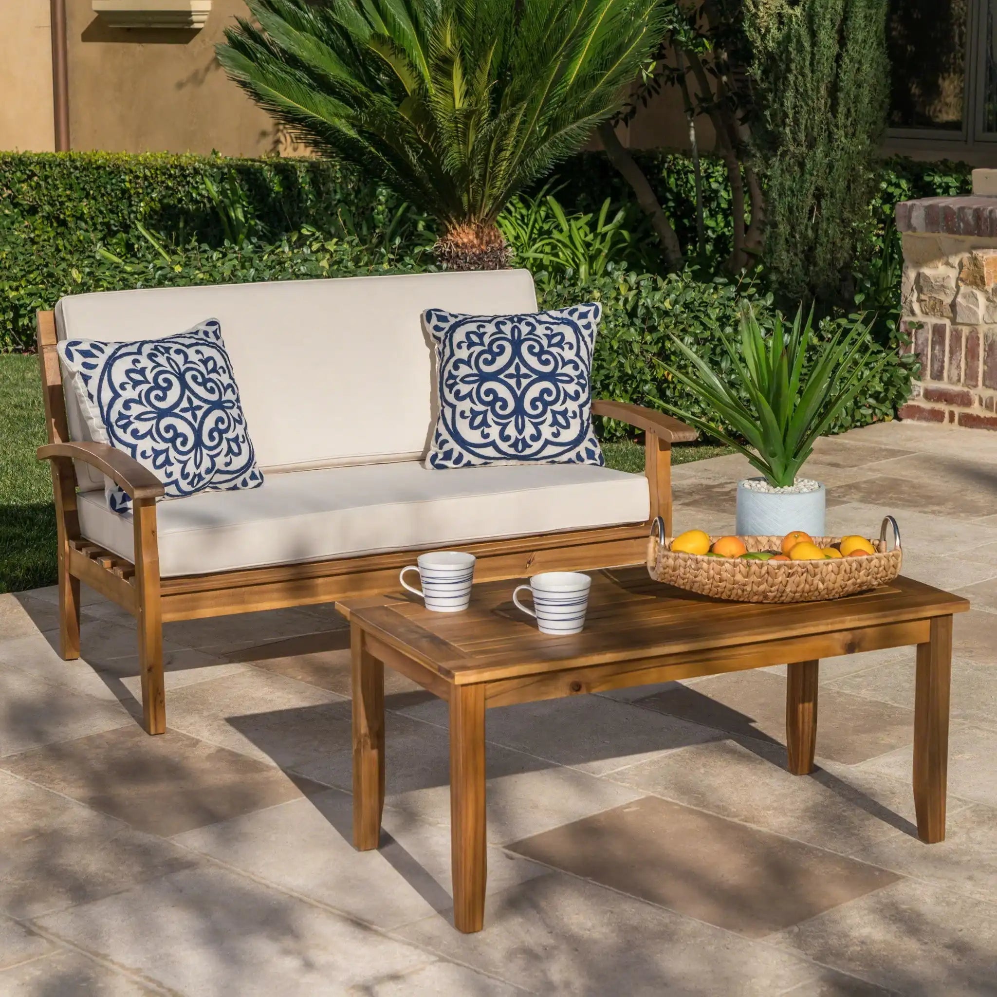 Outdoor Chat Set With Coffee Table and Loveseat by HouseOfZazla