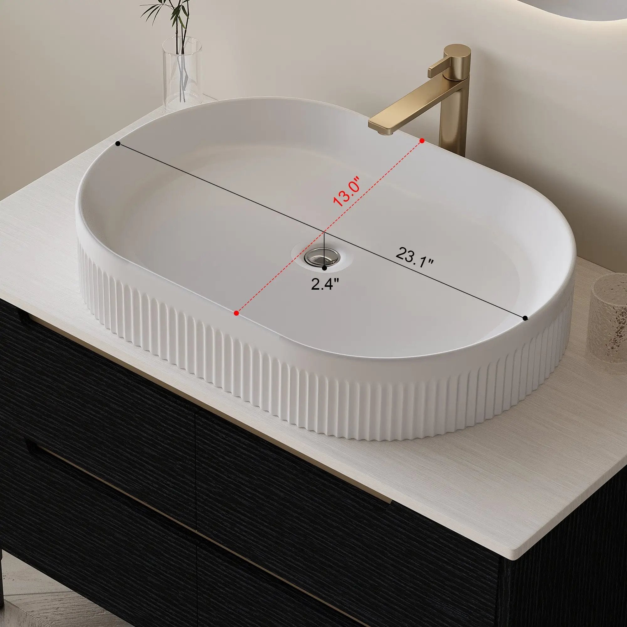 36 Inch Bathroom Vanity with Ceramic Integrated Sink & Soft-Close Drawers by HouseOfZazla
