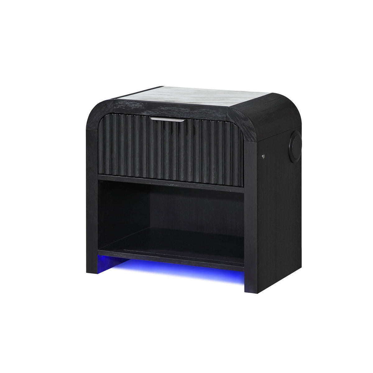 Nightstand with Speakers and Rounded Sides - Black White, photo 6 of 6