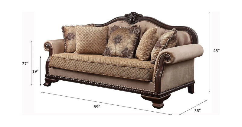 Chateau De Ville - Sofa With 5 Pillows (Same Lv01588) - Fabric & Espresso by Unique Piece Furniture