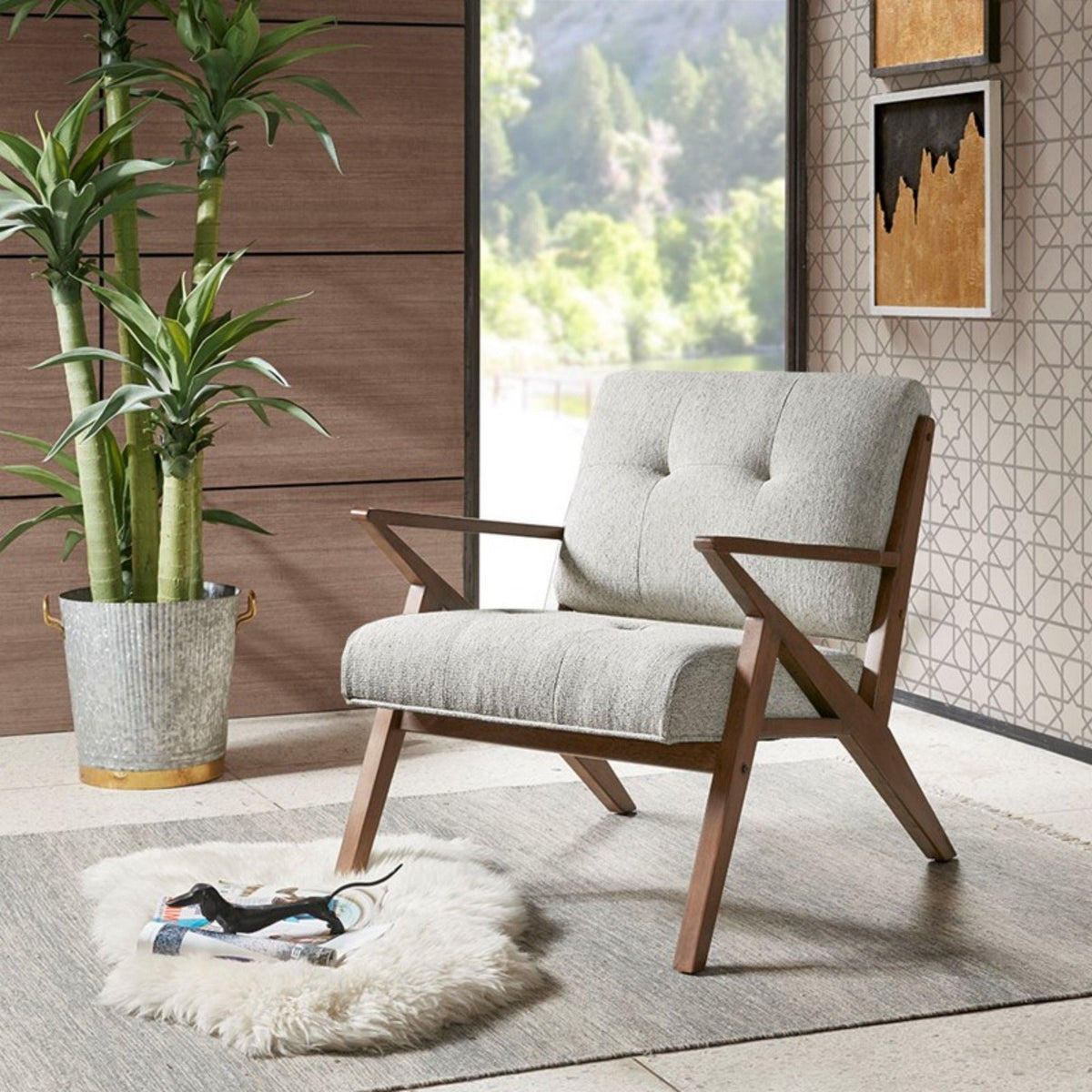 Rocket Lounge Chair with Solid Wood Frame - Light Gray, photo 9 of 11