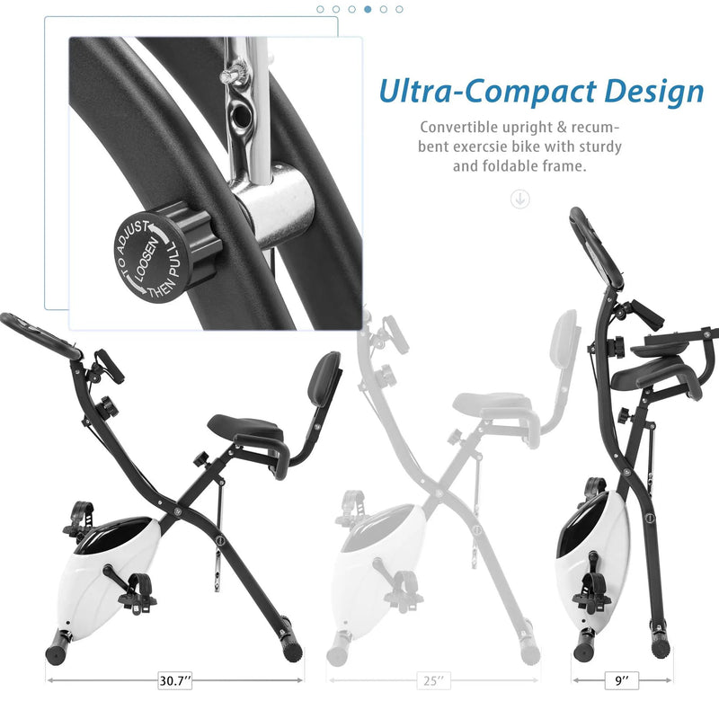 Exercise Bike Folding Stationary Bikes For Home With 16 Level Magnetic Resistance by HouseOfZazla