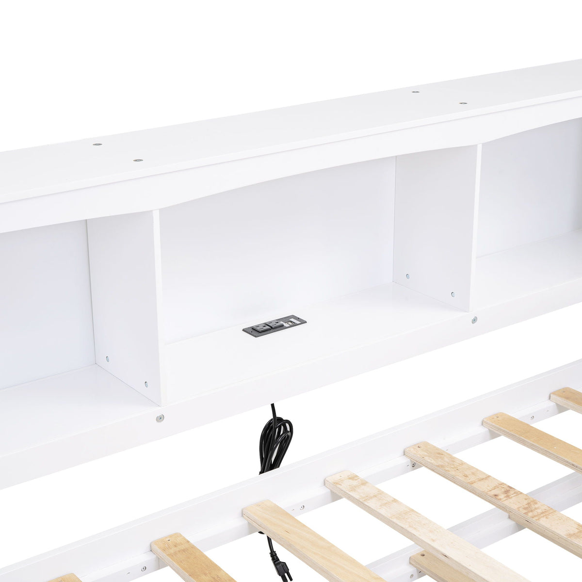 Twin Trundle Bed with Storage Cabinets and USB Ports - White or Light Brown, photo 23 of 29