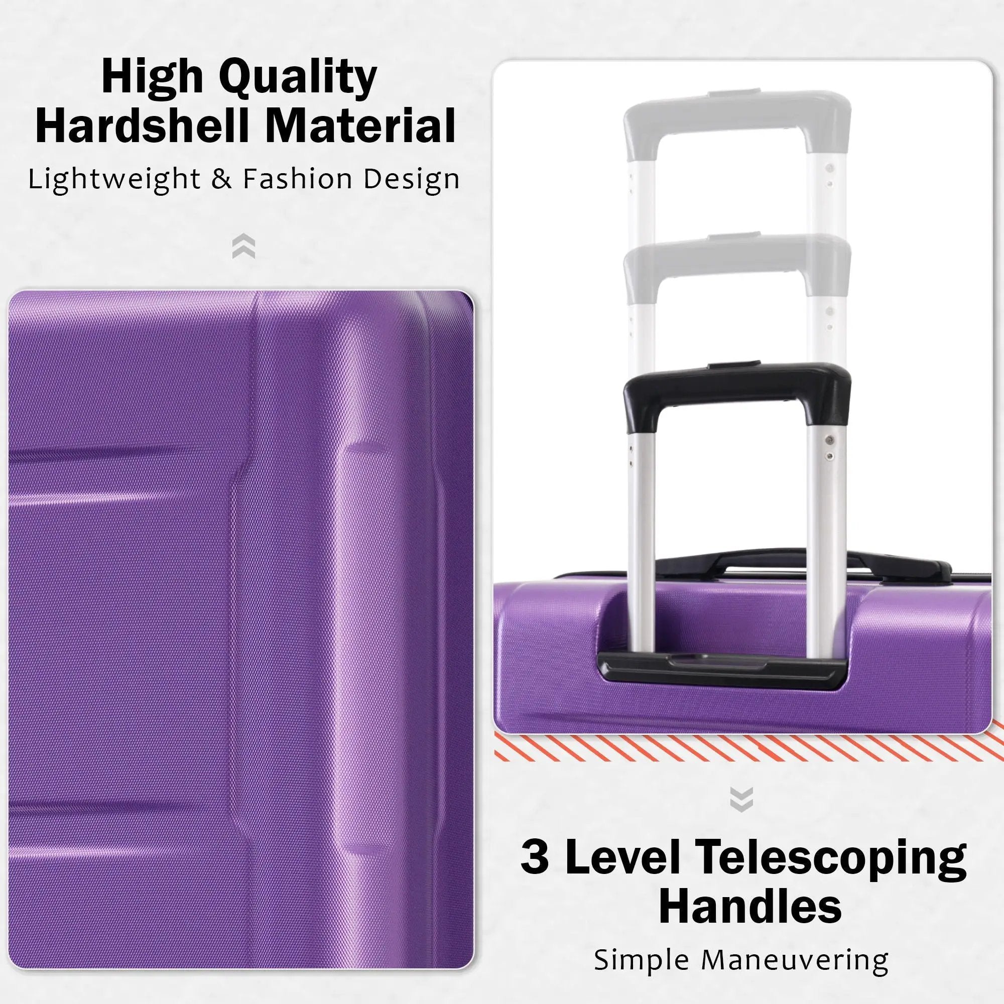 2 Piece Luggage Set With Bags Expanable Spinner Wheels ABS Lightweight Suitcase With Tsa Lock 20" / 28" by HouseOfZazla