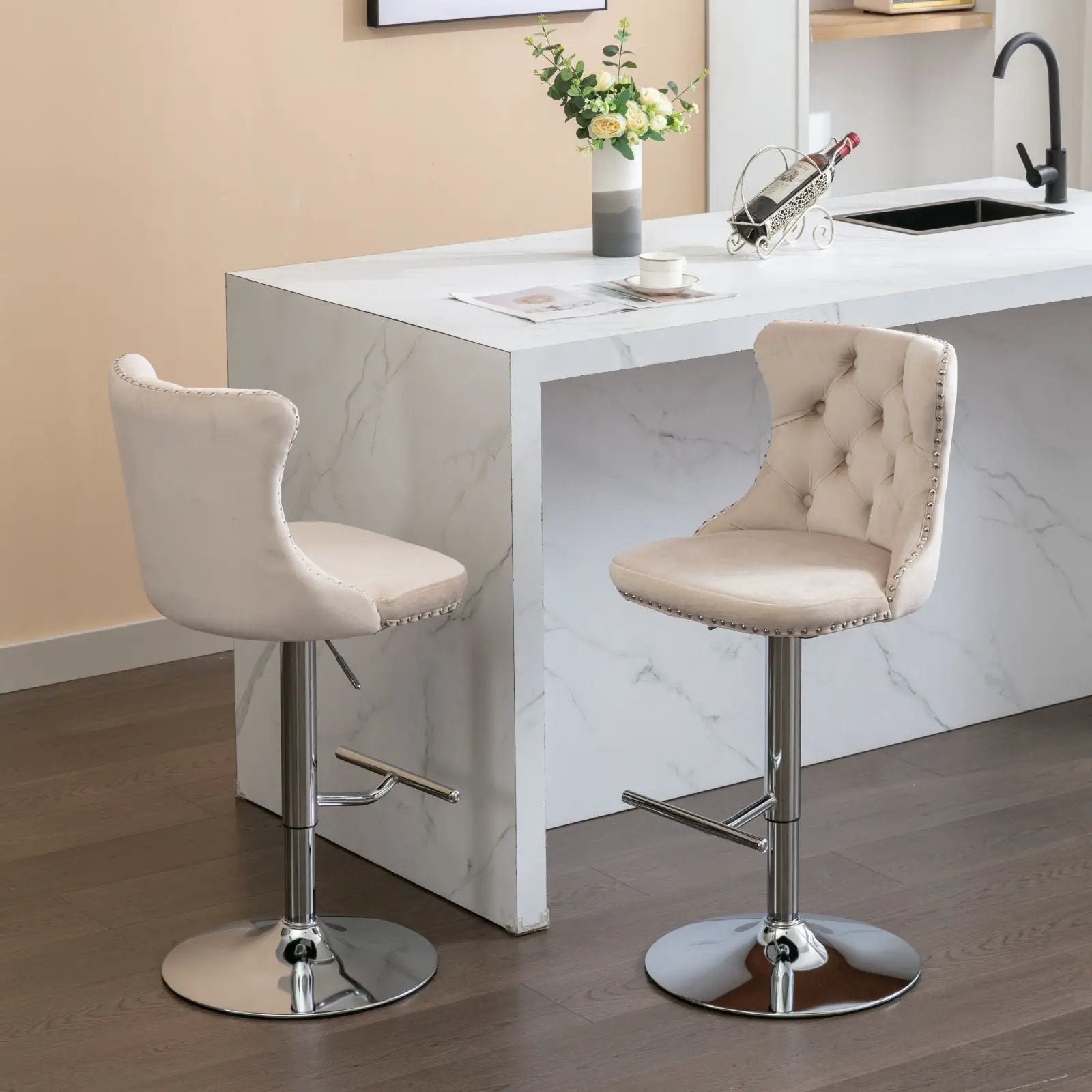 Swivel Adjustable Height Barstools Set of 2 by HouseOfZazla