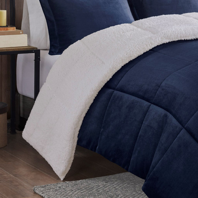 Full/Queen Plush to Sherpa Down Alternative Comforter Set by HouseOfZazla