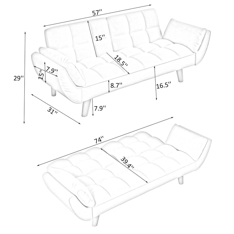Sofa Soft Two Armrests Throw Pillow Pillow Comfortable Fit Apartment Bedroom Small Space by Unique Piece Furniture