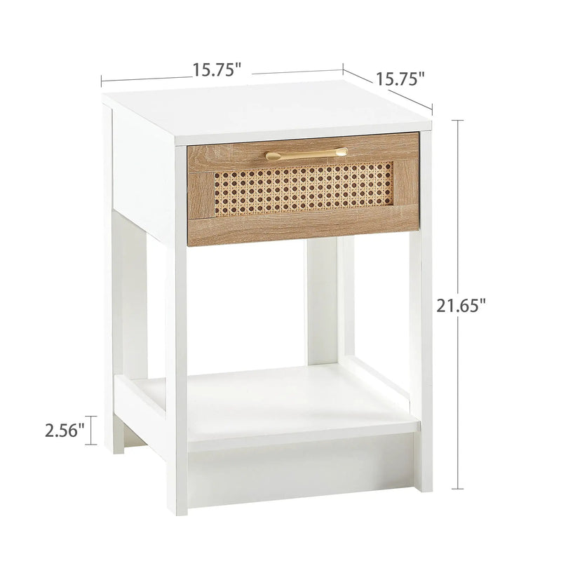 15.75" Rattan End Table With Drawer, Modern Nightstand, Side Table For Living Room, Bedroom by HouseOfZazla