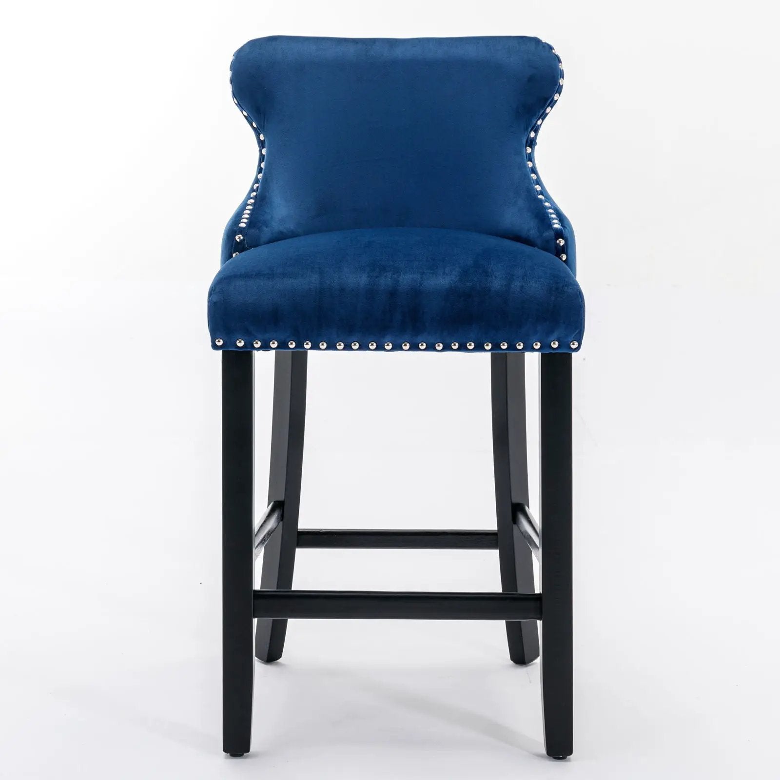 Contemporary Upholstered Wing-Back Barstools With Button Tufted Decoration And Wooden Legs, And Nailhead Trim, Leisure Style Bar Chairs, Bar Stools (Set of 2) by Unique Piece Furniture
