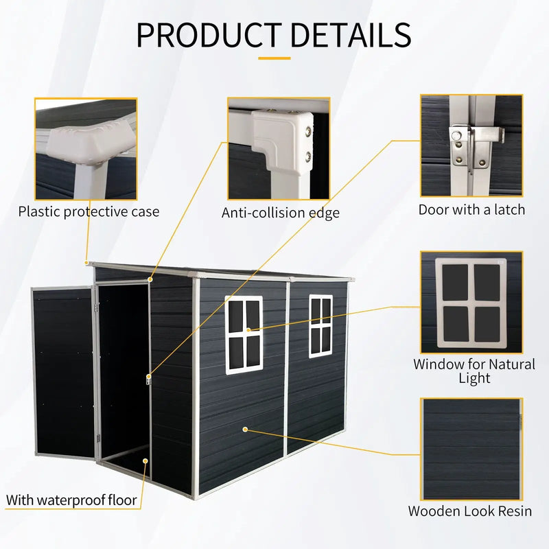 Outdoor Storage Shed With Floor Resin Shed With Two-Window, Waterproof, Lockable Doors For Patio, Yard, Lawn by HouseOfZazla
