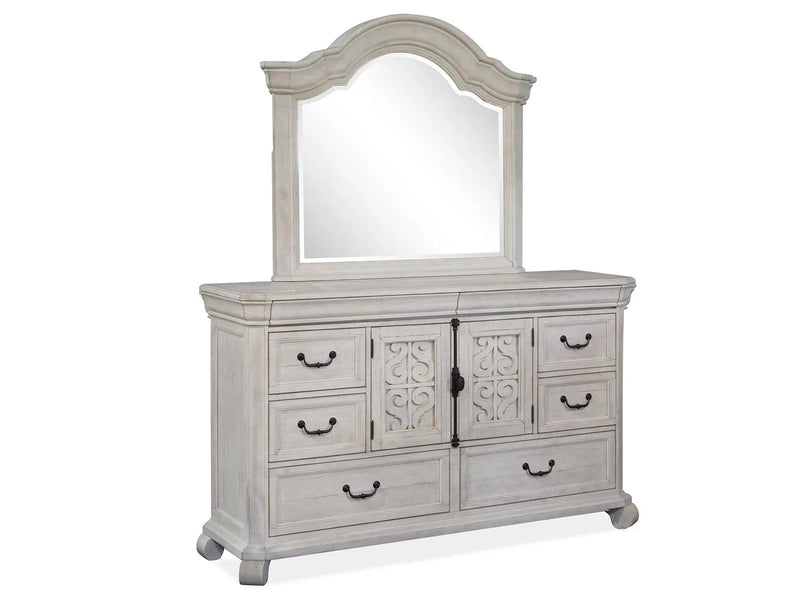 Bronwyn - Drawer Dresser With Shaped Mirror - Alabaster by Unique Piece Furniture