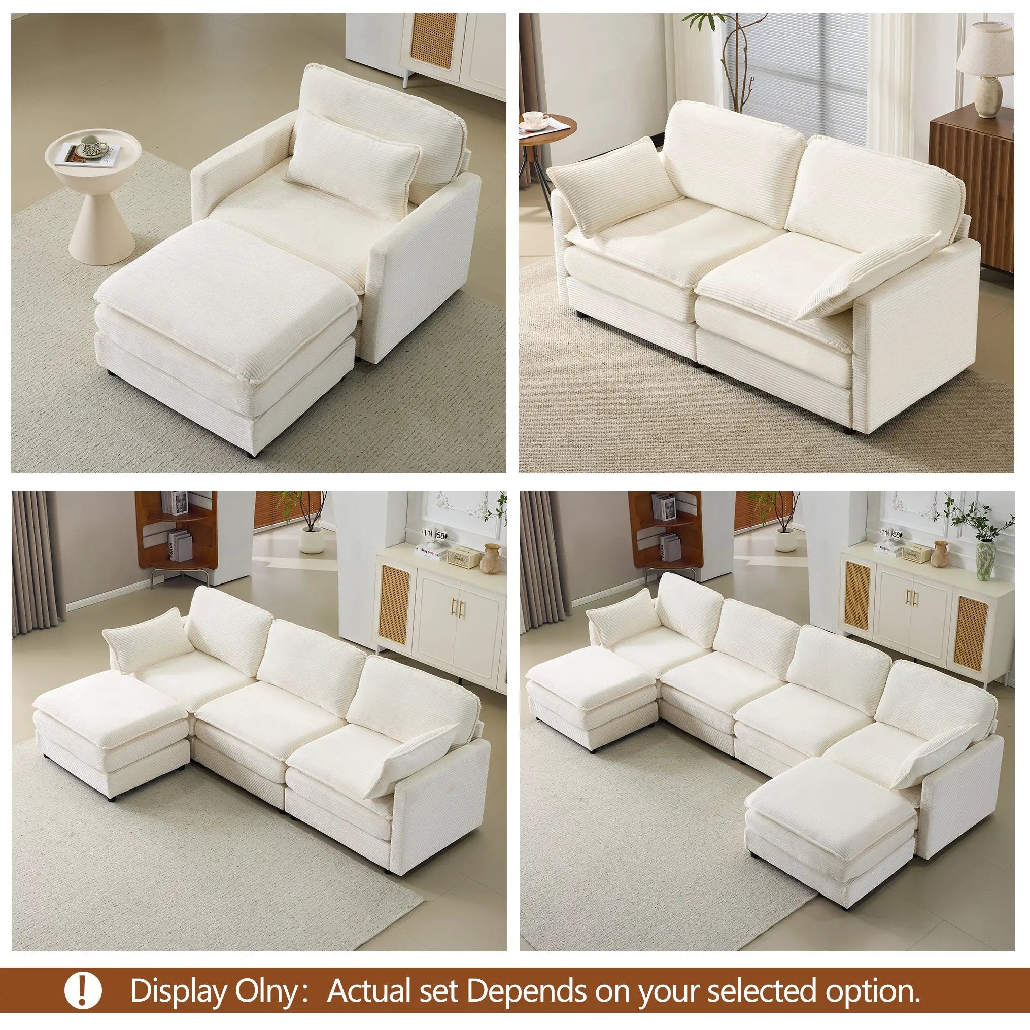 104" Plush Cloud 3 Seater Sofa: Modular Design with Ottoman by HouseOfZazla