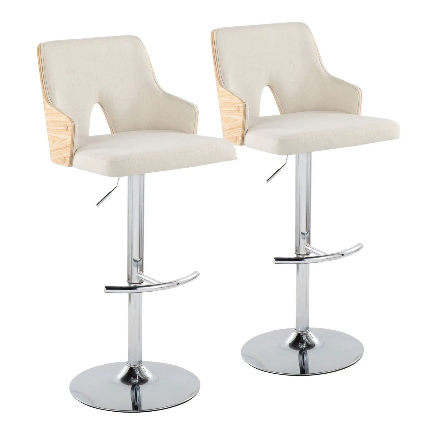 Stella - Contemporary Adjustable Barstool Stool With Swivel & Rounded T Footrest (Set of 2) by HouseOfZazla
