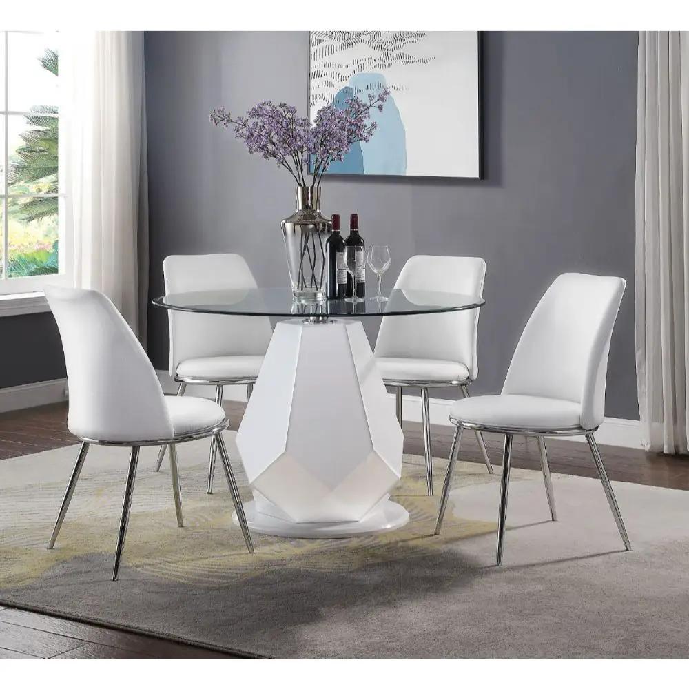 Weizor - Side Chair (Set of 2) - White Synthetic Leather & Chrome by Unique Piece Furniture