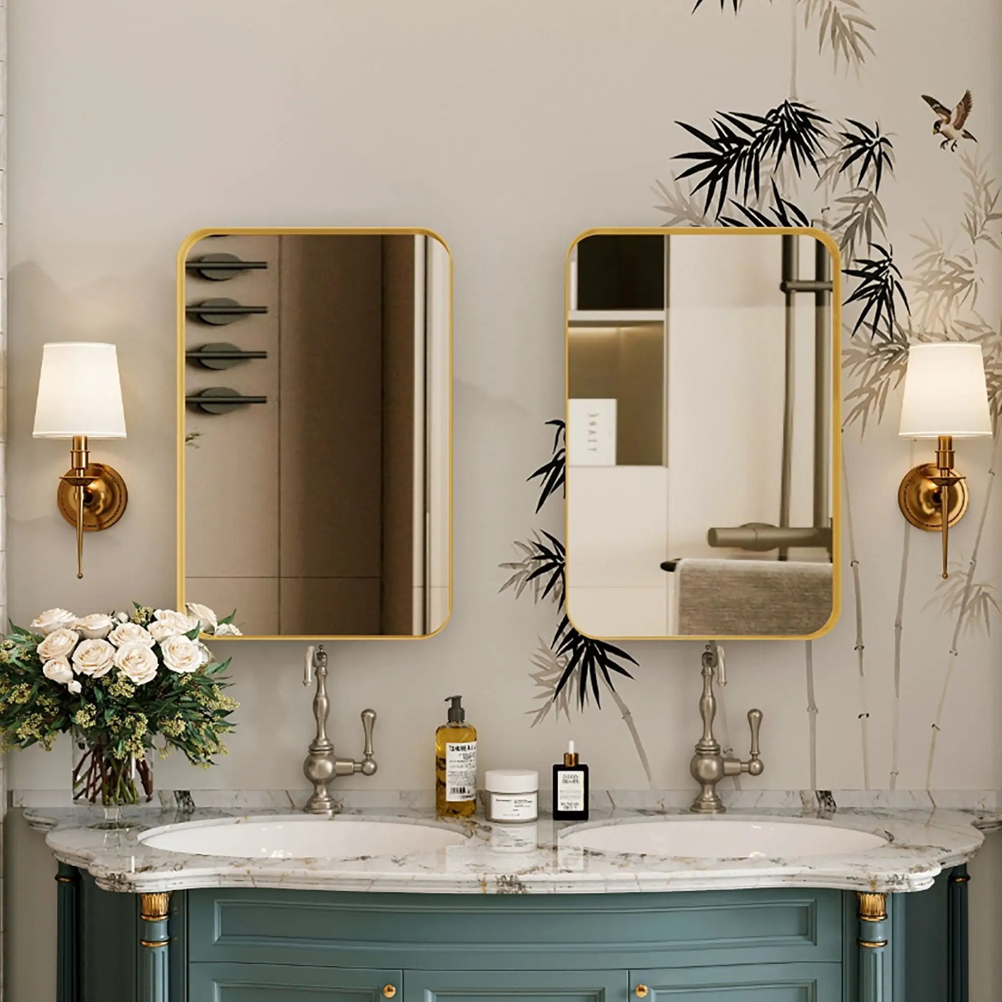 Recessed Metal Framed Medicine Cabinet With Mirror And Adjustable Shelves Wall Mirror With Storage For Bathroom by Unique Piece Furniture