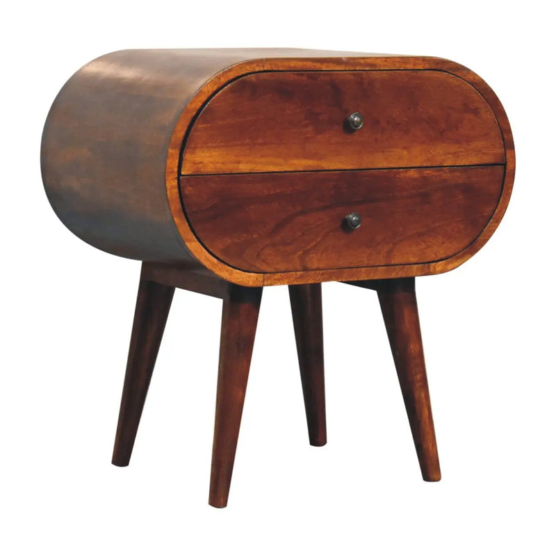 Solid Wood Large Chestnut Circular Bedside Table by HouseOfZazla