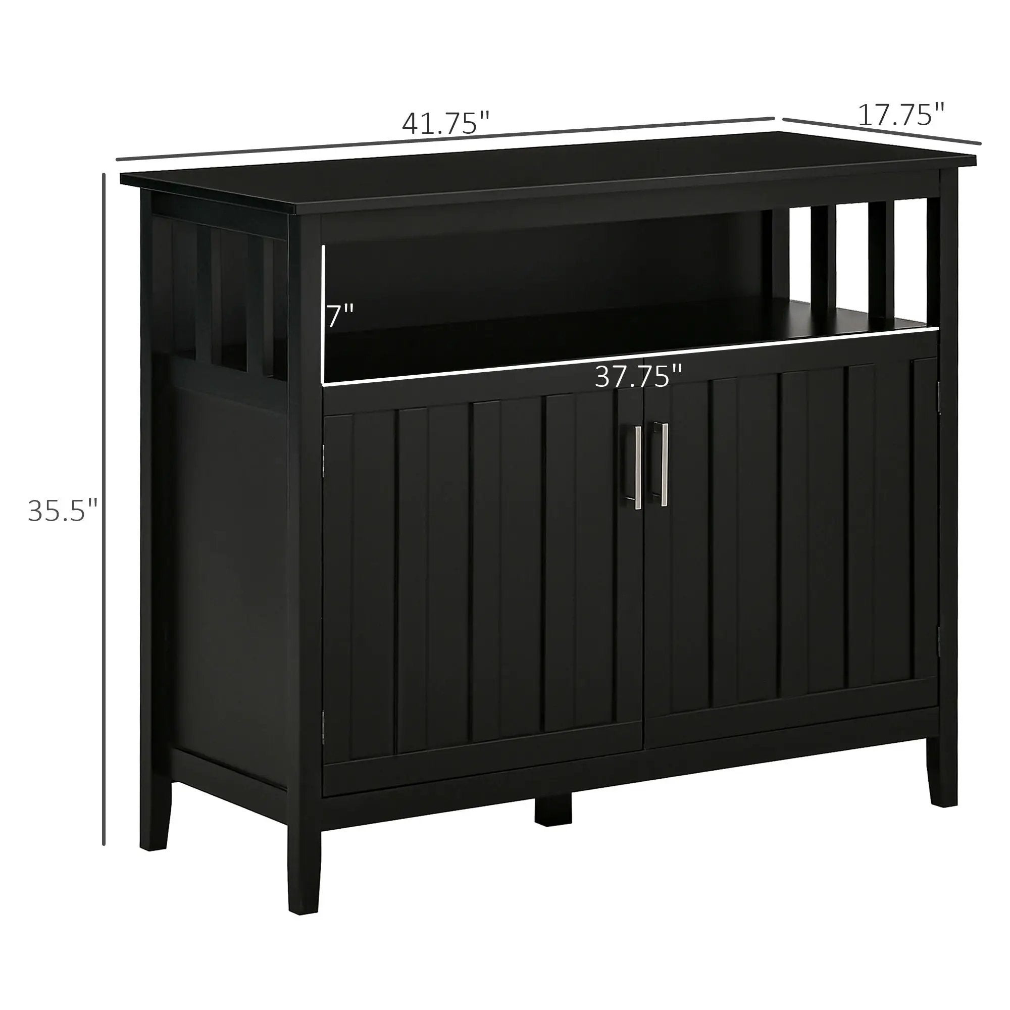 Homcom - Sideboard Buffet Cabinet, Kitchen Cabinet, Coffee Bar Cabinet With 2 Doors And Adjustable Shelves For Entryway Living Room - Black by Unique Piece Furniture