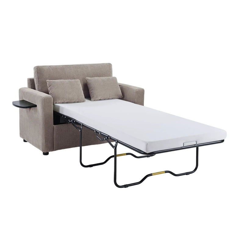 Sleeper Sofa With Foldable Mattress, USB Ports, Side Table & Storage Pocket by HouseOfZazla