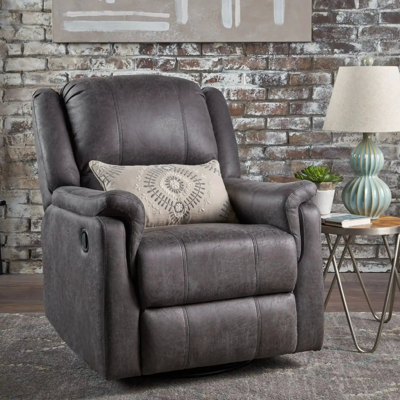 Contemporary Glider Recliner With Swivel Function by HouseOfZazla