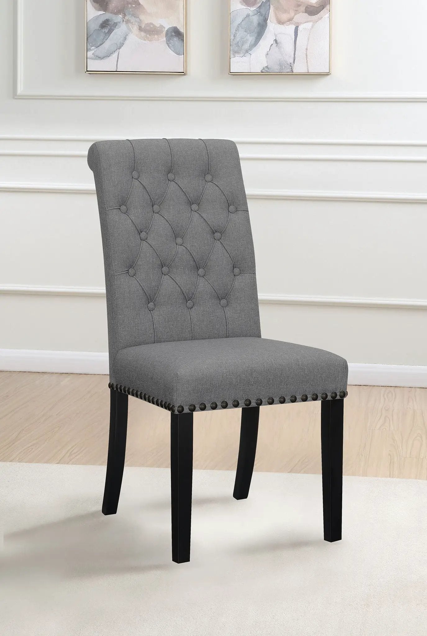 Alana Fabric Upholstered Dining Side Chair Grey (Set of 2) by Unique Piece Furniture