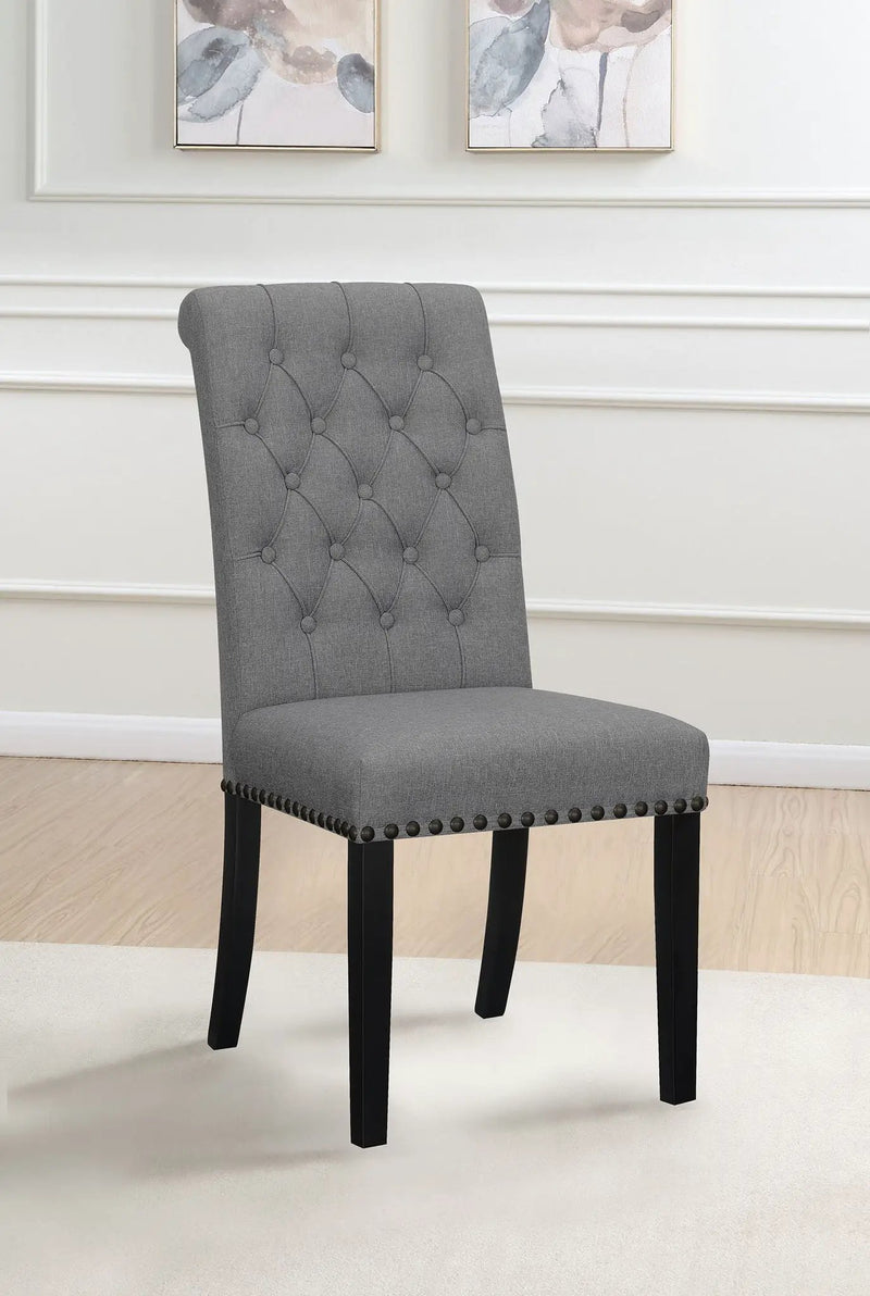 Alana Fabric Upholstered Dining Side Chair Grey (Set of 2) by Unique Piece Furniture