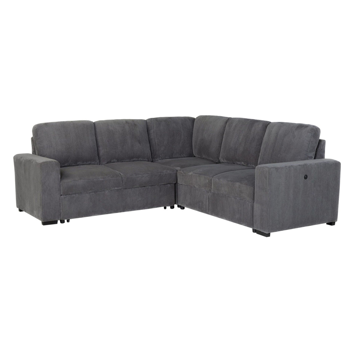 Dark Gray Sleeper Sectional Sofa with Pullout Bed - Contemporary Comfort, photo 3 of 16