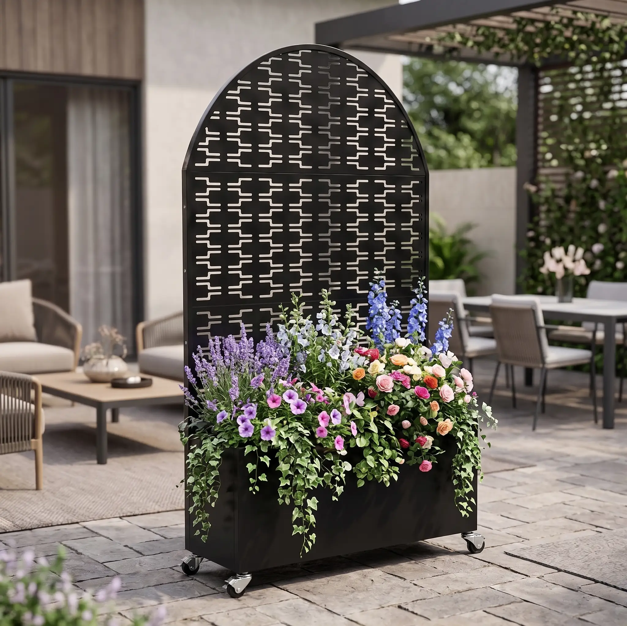 Arched Decorative Privacy Screen with Planter Box by HouseOfZazla