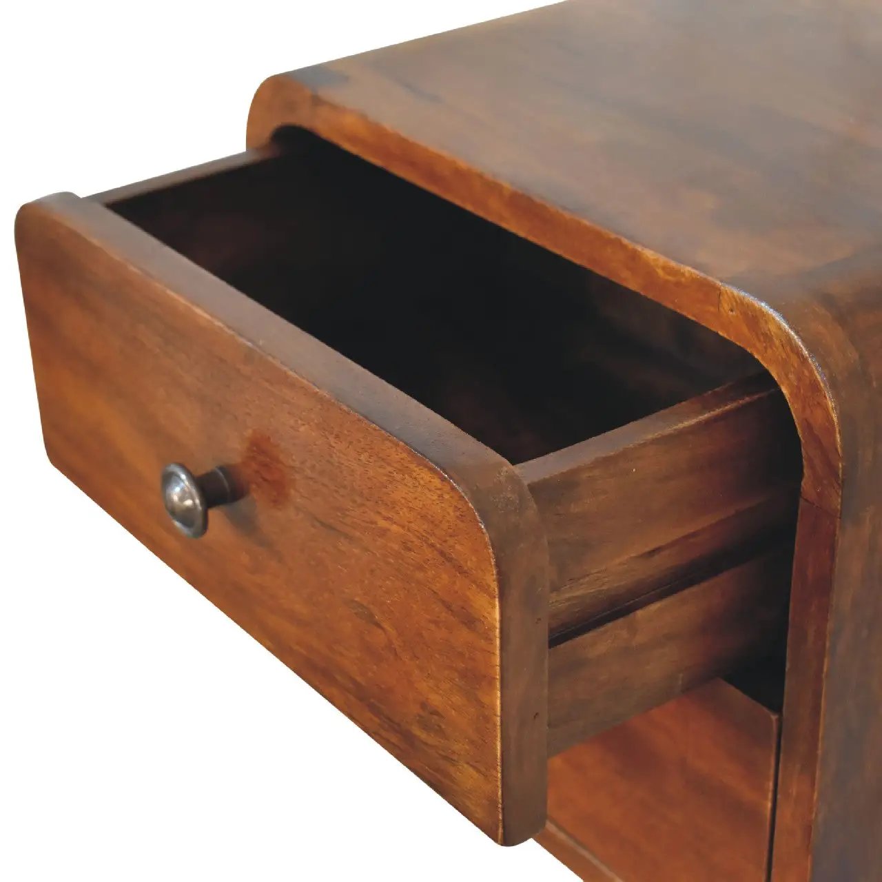 Solid Wood Floating Mini Nightstand, 2-Drawers, Chestnut by HouseOfZazla