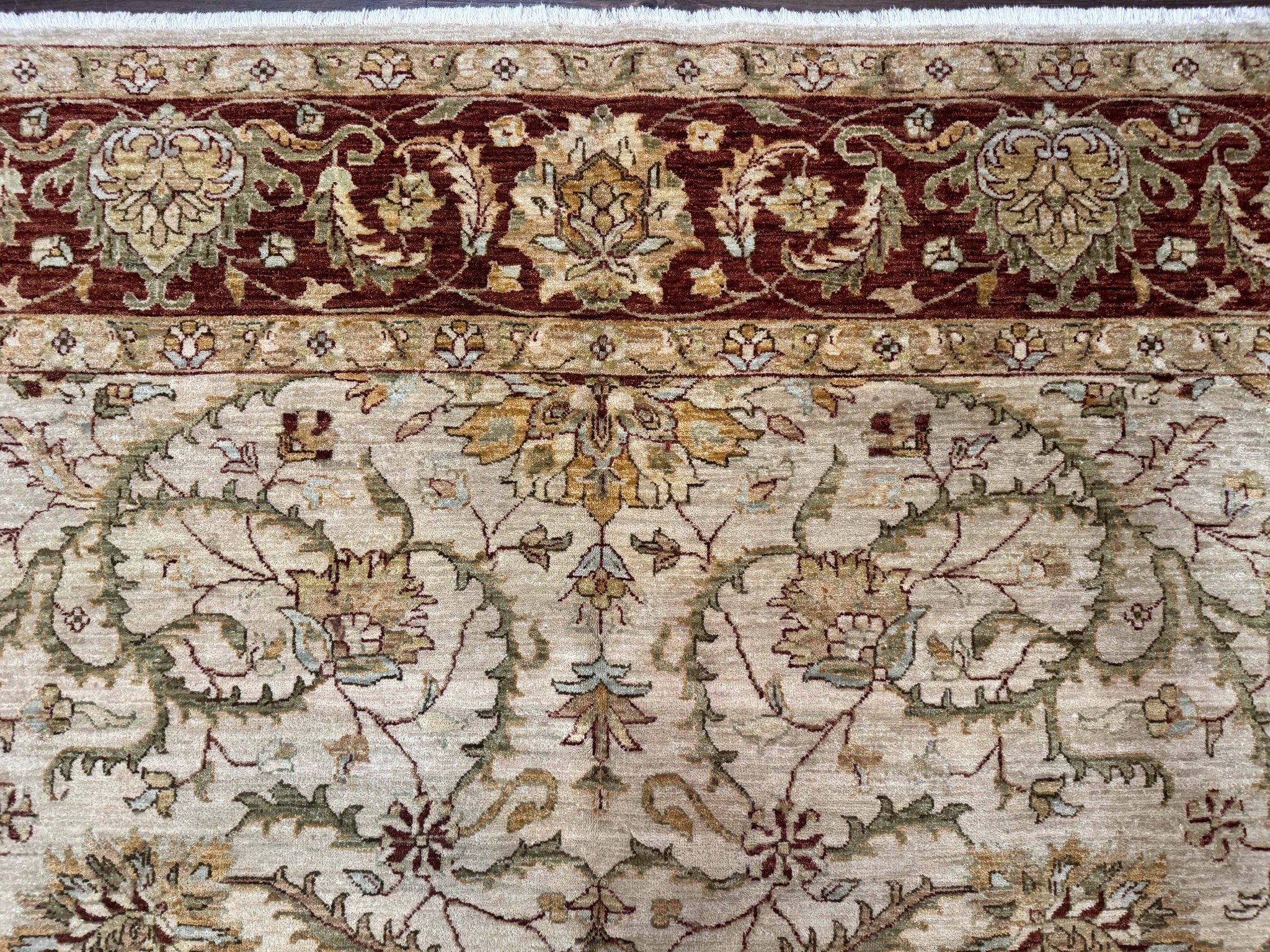 Pakistani Rug 9x12, Floral Allover Peshawar Carpet, Chobi, Beige and Rust Red, Traditional by Jewel Rugs