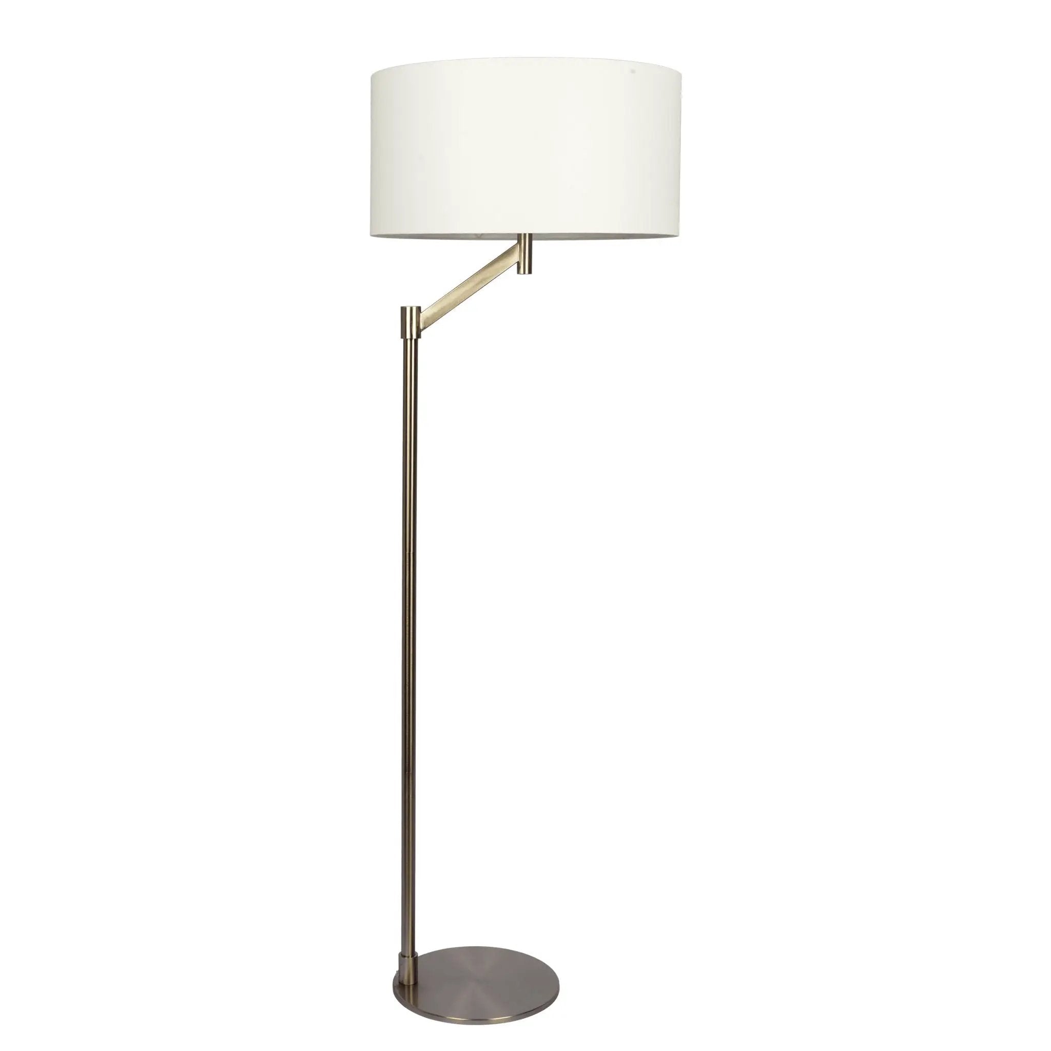 Serene - Floor Lamp With Rotary Switch Base Linen Shade - Brushed Nickel / White by HouseOfZazla