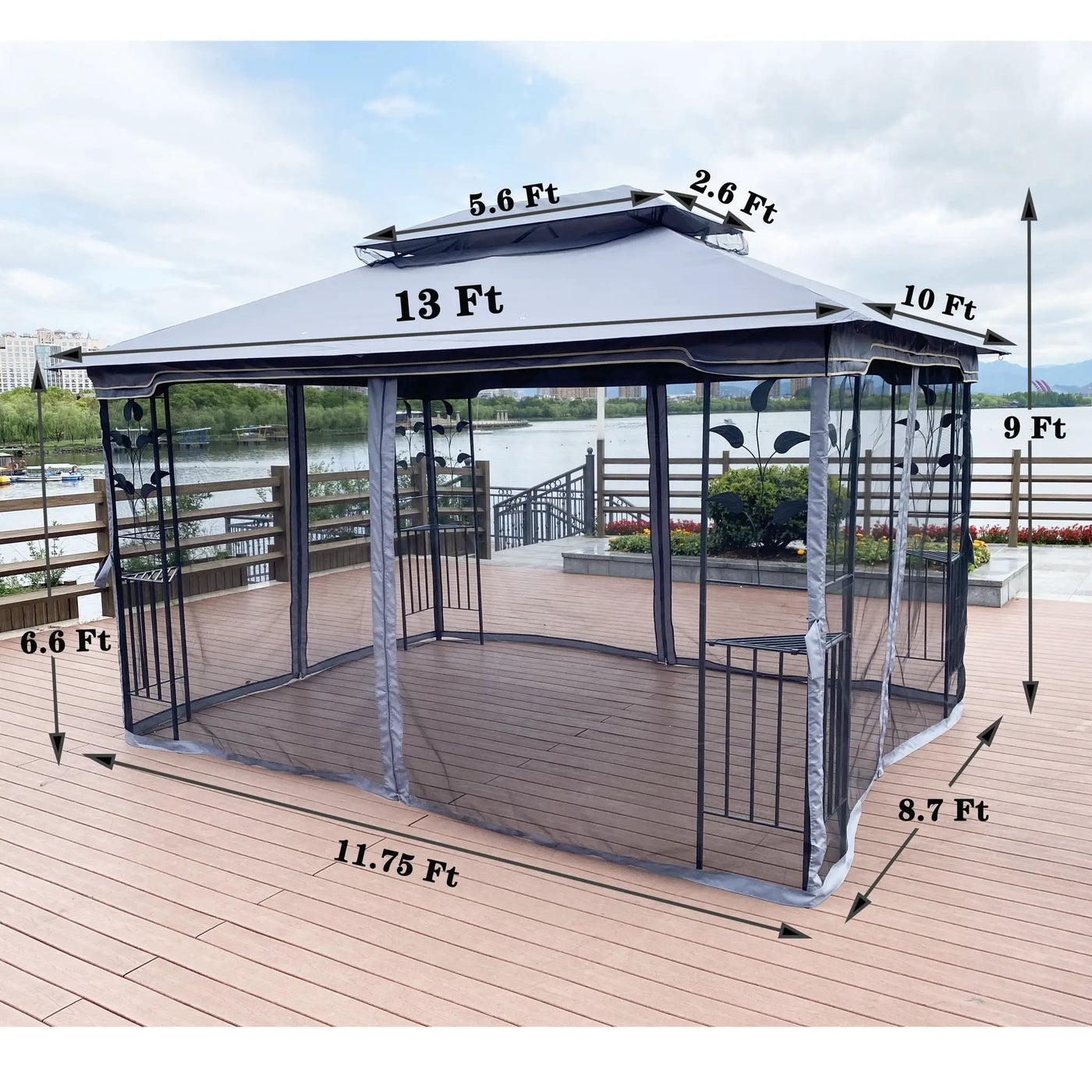 Patio Gazebo Tent With Ventilated Double Roof And Mosquito Net For Backyard Or Garden by HouseOfZazla