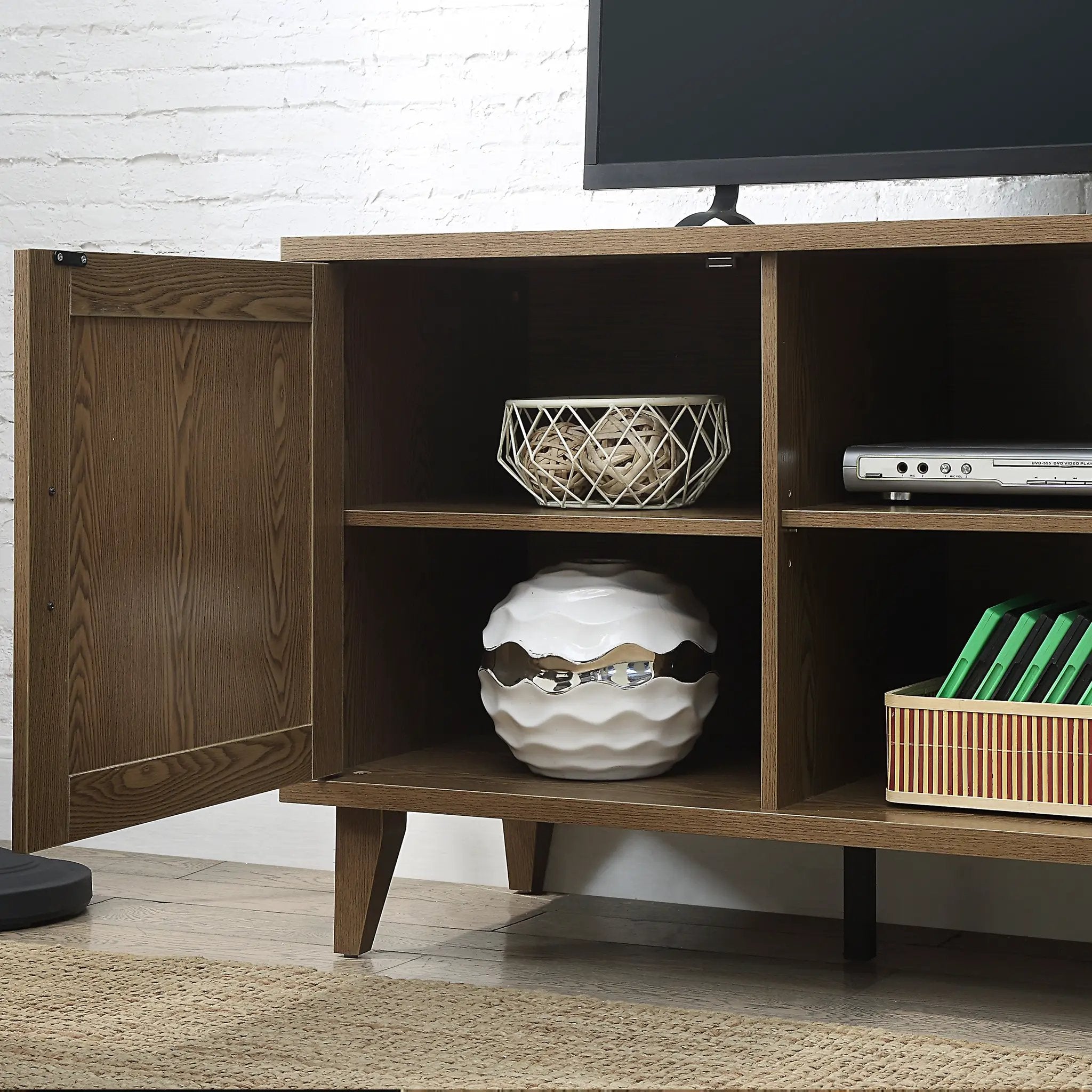 Modern 60 Inch TV Stand in Classic Walnut Finish by HouseOfZazla