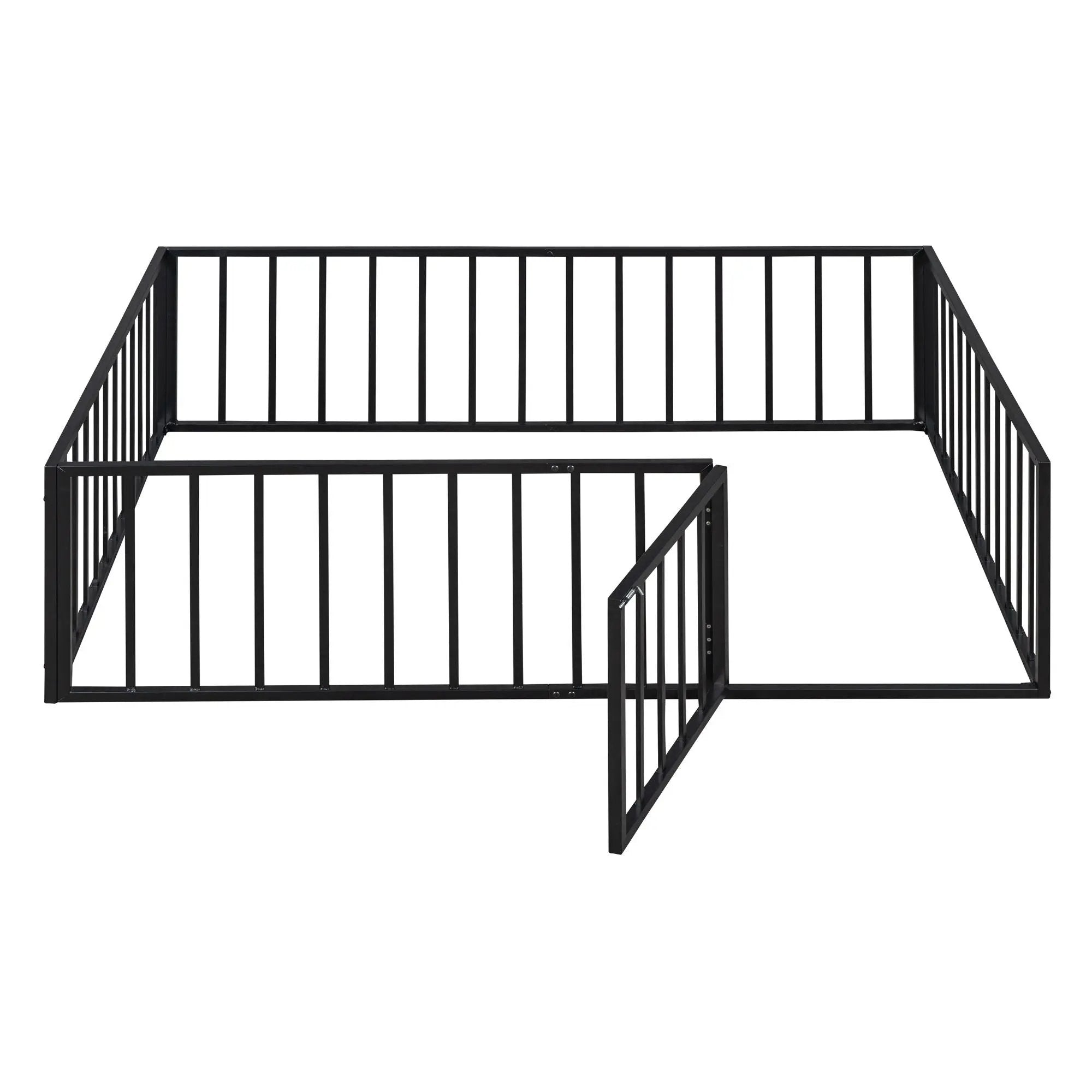 Metal Floor Bed Frame With Fence And Door by Unique Piece Furniture