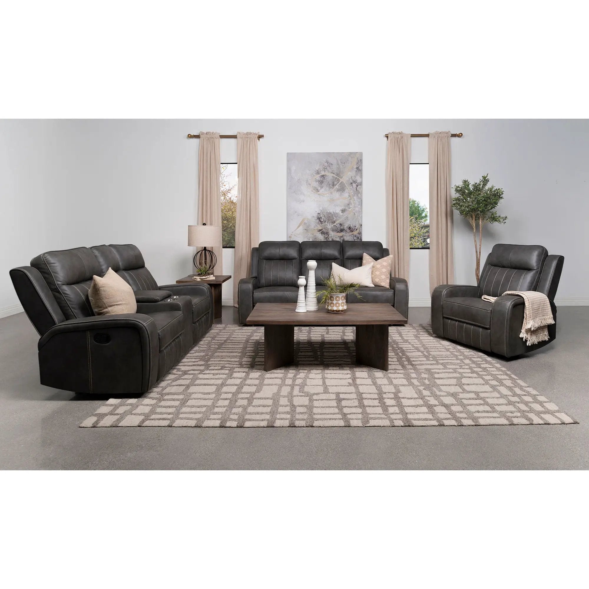 Forrest - Motion Reclining Sofa Comfort With Elegant Tufting And Wide Track Arms - Gray by HouseOfZazla