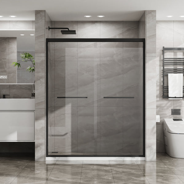 Double Sliding Glass Shower Door with Dual-Direction Opening - Clear Glass
