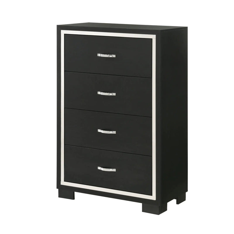 4 Drawer Bedroom Chest With Handles Furniture - Black by Unique Piece Furniture