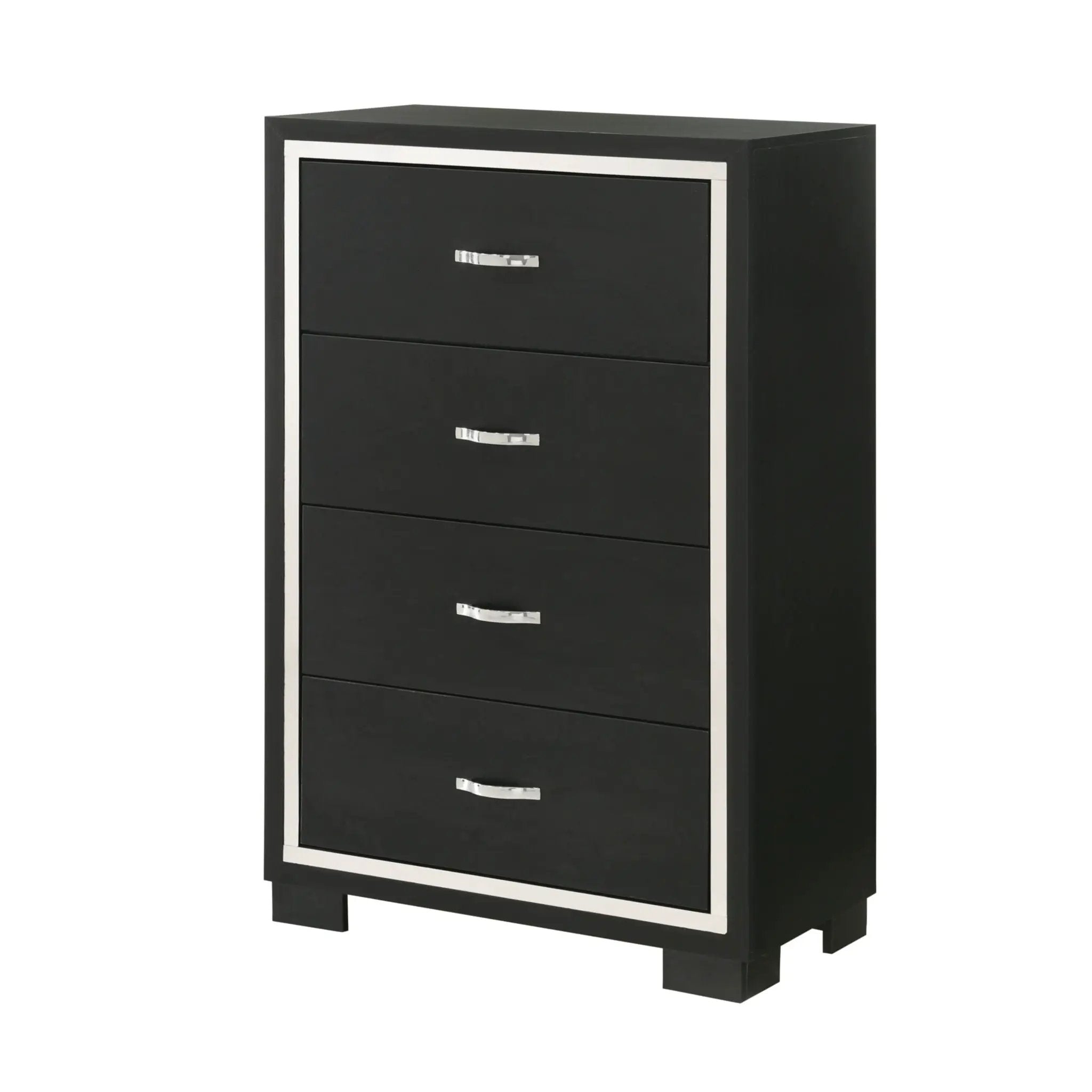 4 Drawer Bedroom Chest With Handles Furniture - Black by HouseOfZazla