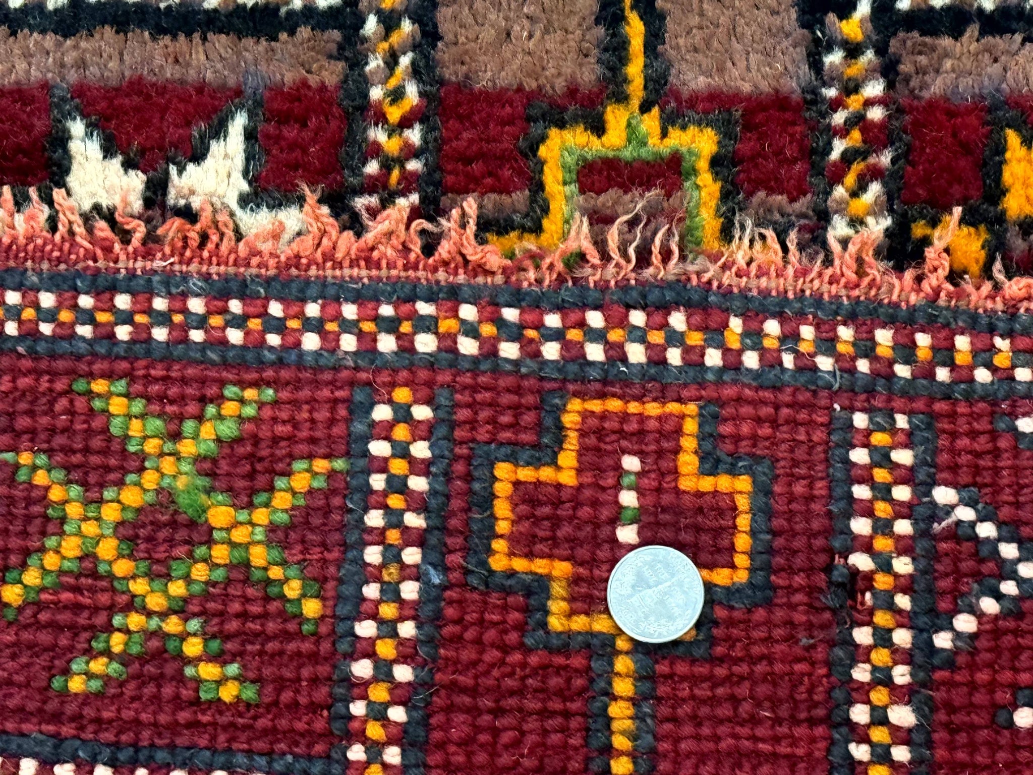 Moroccan Berber Tribal Rug 3x5, Geometric Area Rug, Red Orange Brown by Jewel Rugs