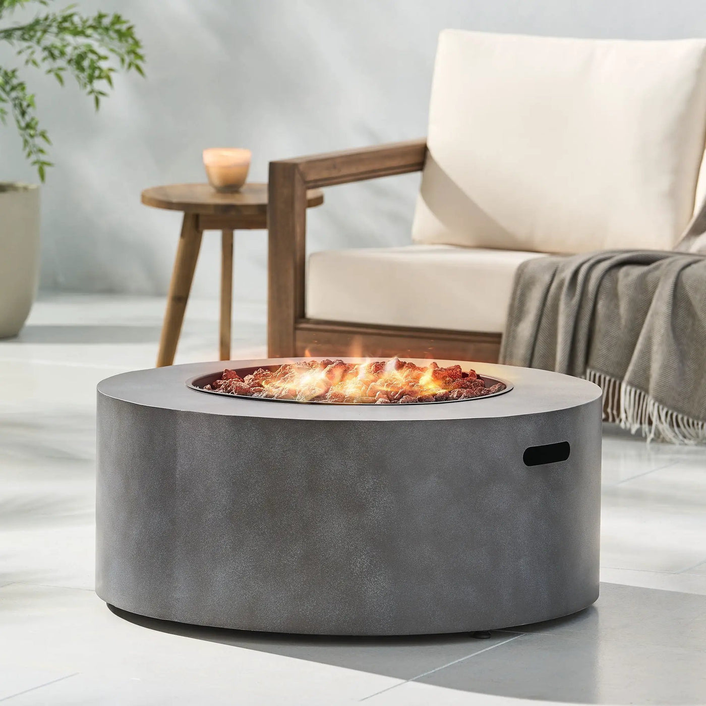Round Iron Fire Pit With 40,000 Btu by HouseOfZazla