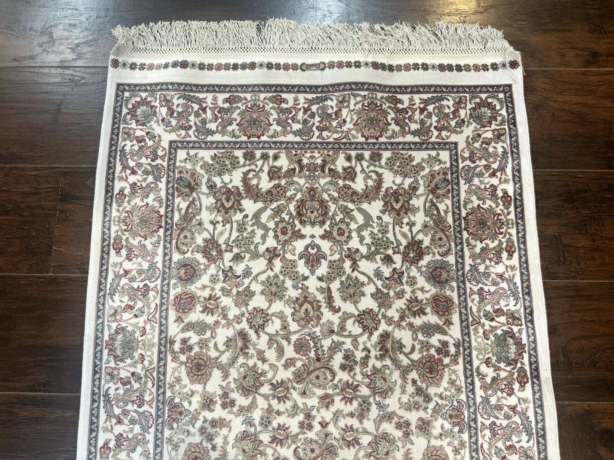 Small Turkish Silk Rug 2.6 x 4, Ivory, Allover Design, Bamboo Silk by Jewel Rugs
