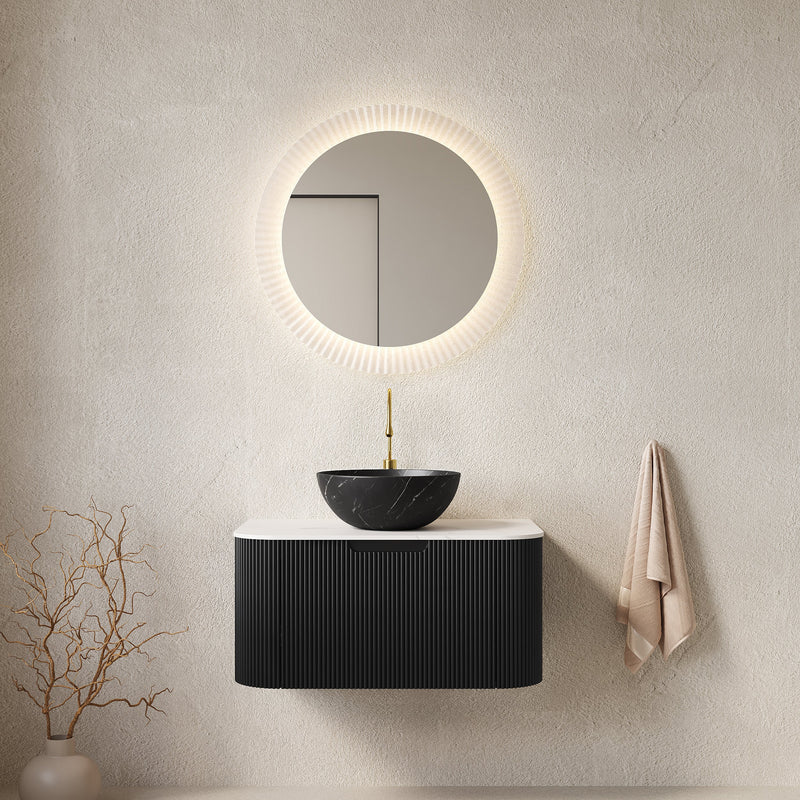 DINA 30" Bathroom Vanity & Sink with Floating Curved Edges by HouseOfZazla