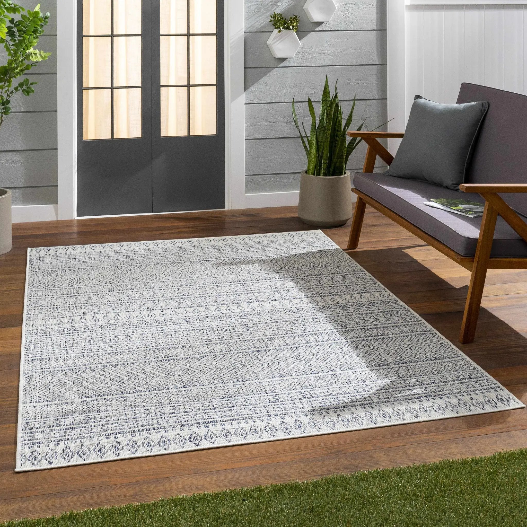 Madras Navy All Over Performance Outdoor Rug by Boutique Rugs