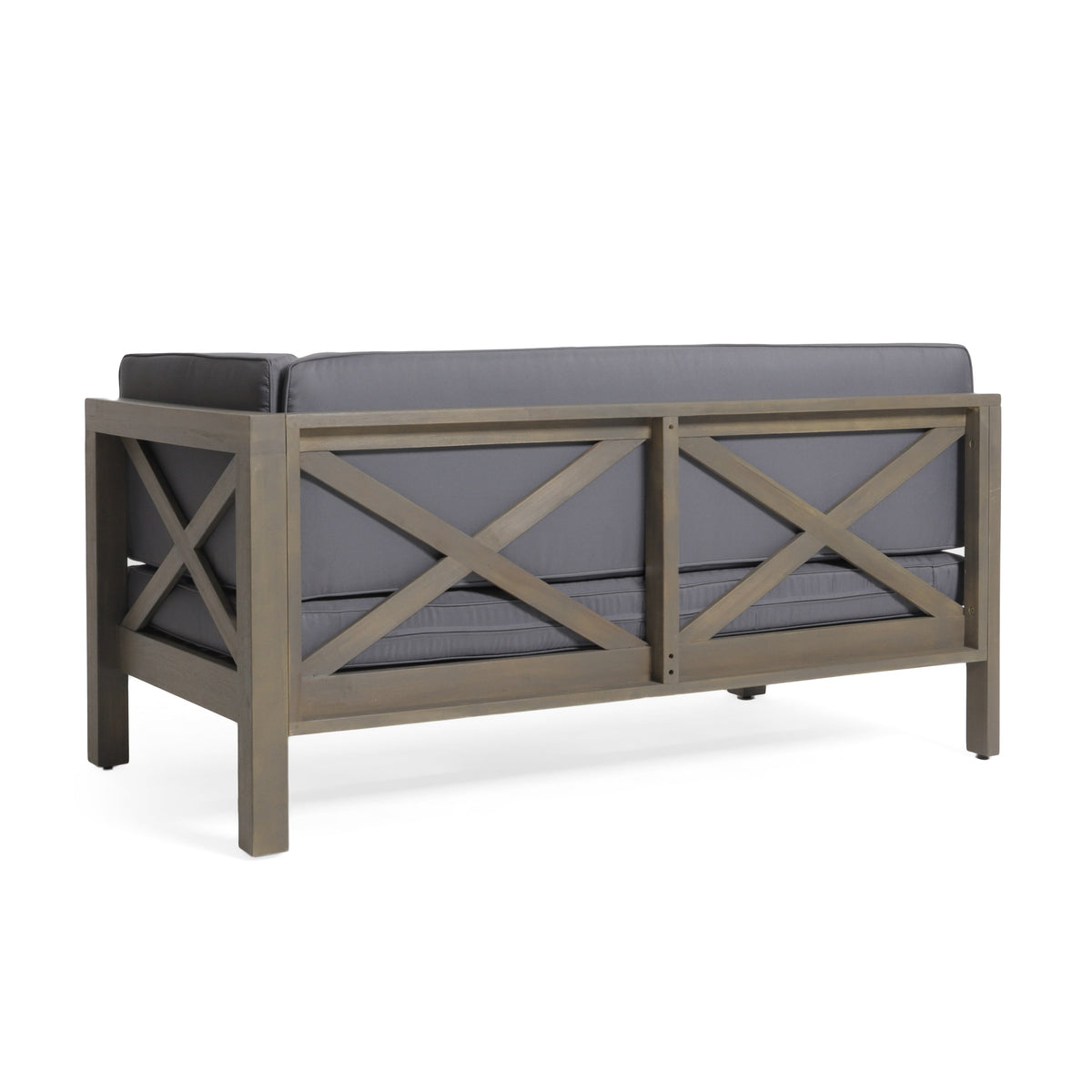 Brava X-Back Corner Bench Patio Furniture Set with Coffee Table - Acacia Wood, photo 10 of 10