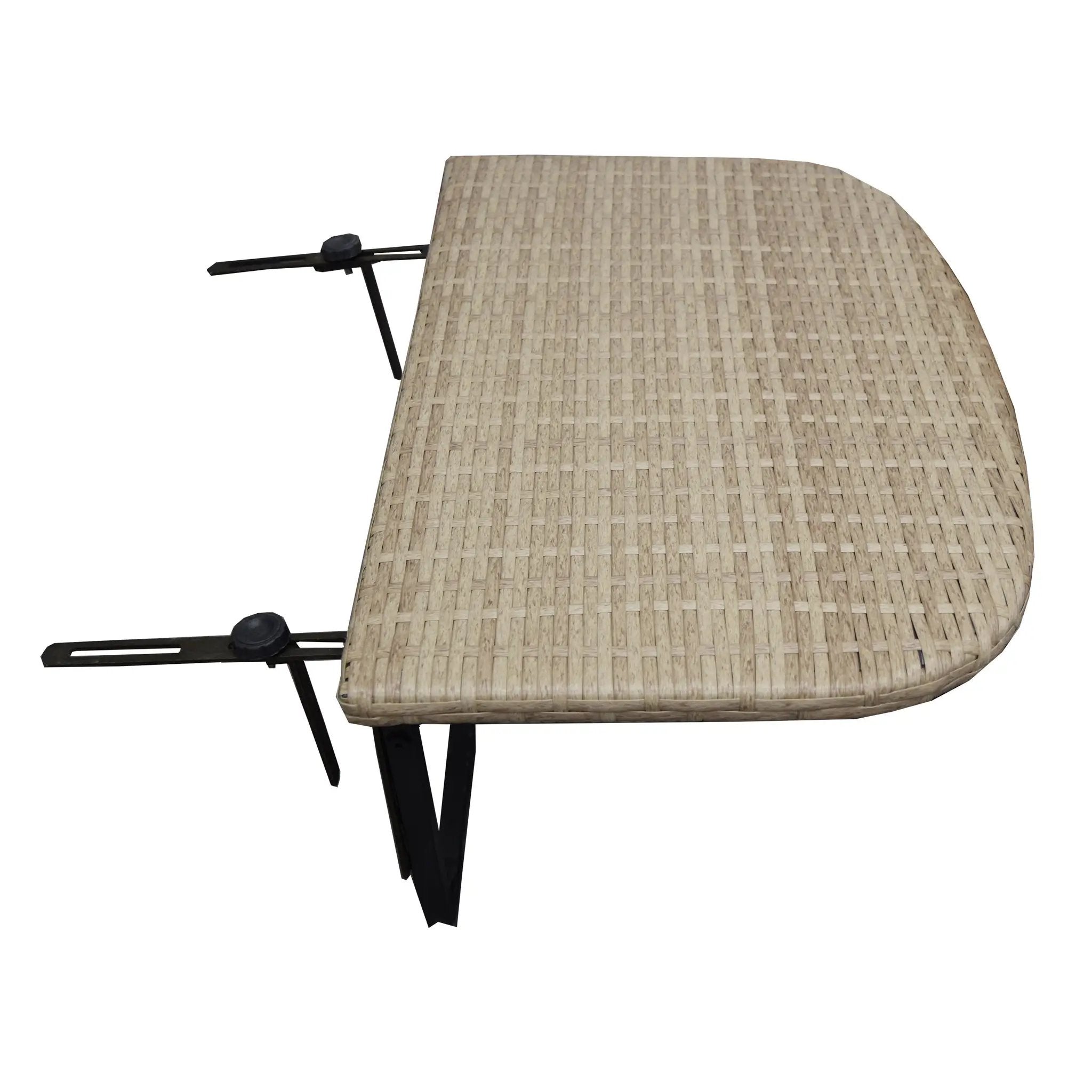 Tan Wicker Foldable Patio Balcony Table with Adjustable Clamps by Sharicks