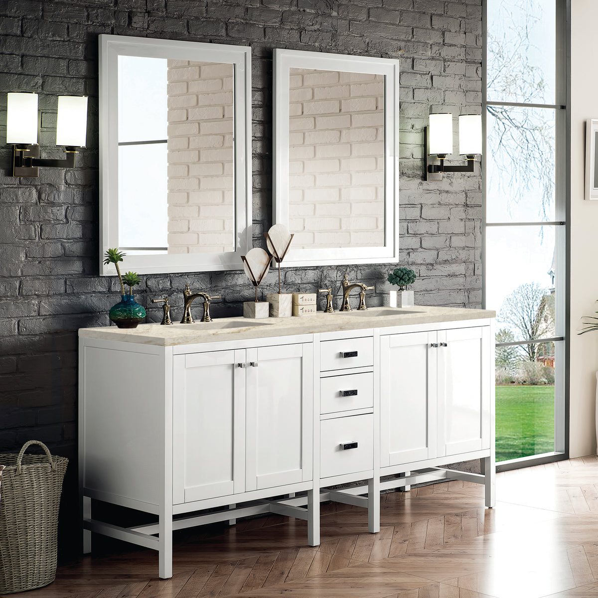James Martin Addison 72" Double Bathroom Vanity, Glossy White, view 33