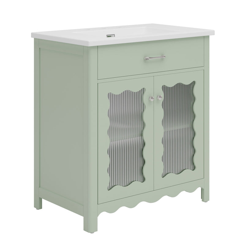 Modern Bathroom Vanity With Tempered Glass Doors by HouseOfZazla