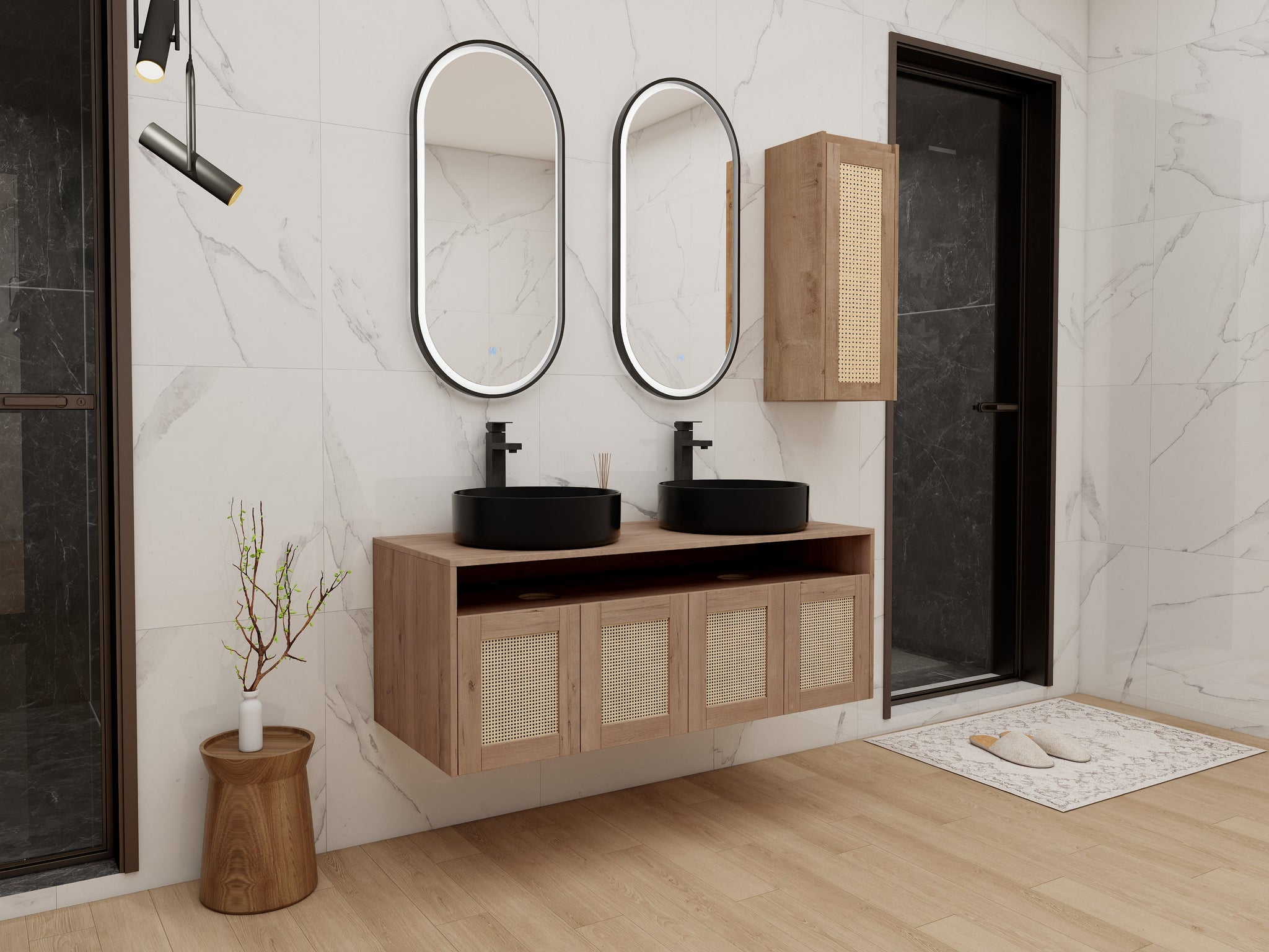 48" Bathroom Vanity with Ceramic Art Sink and Side Cabinet by HouseOfZazla