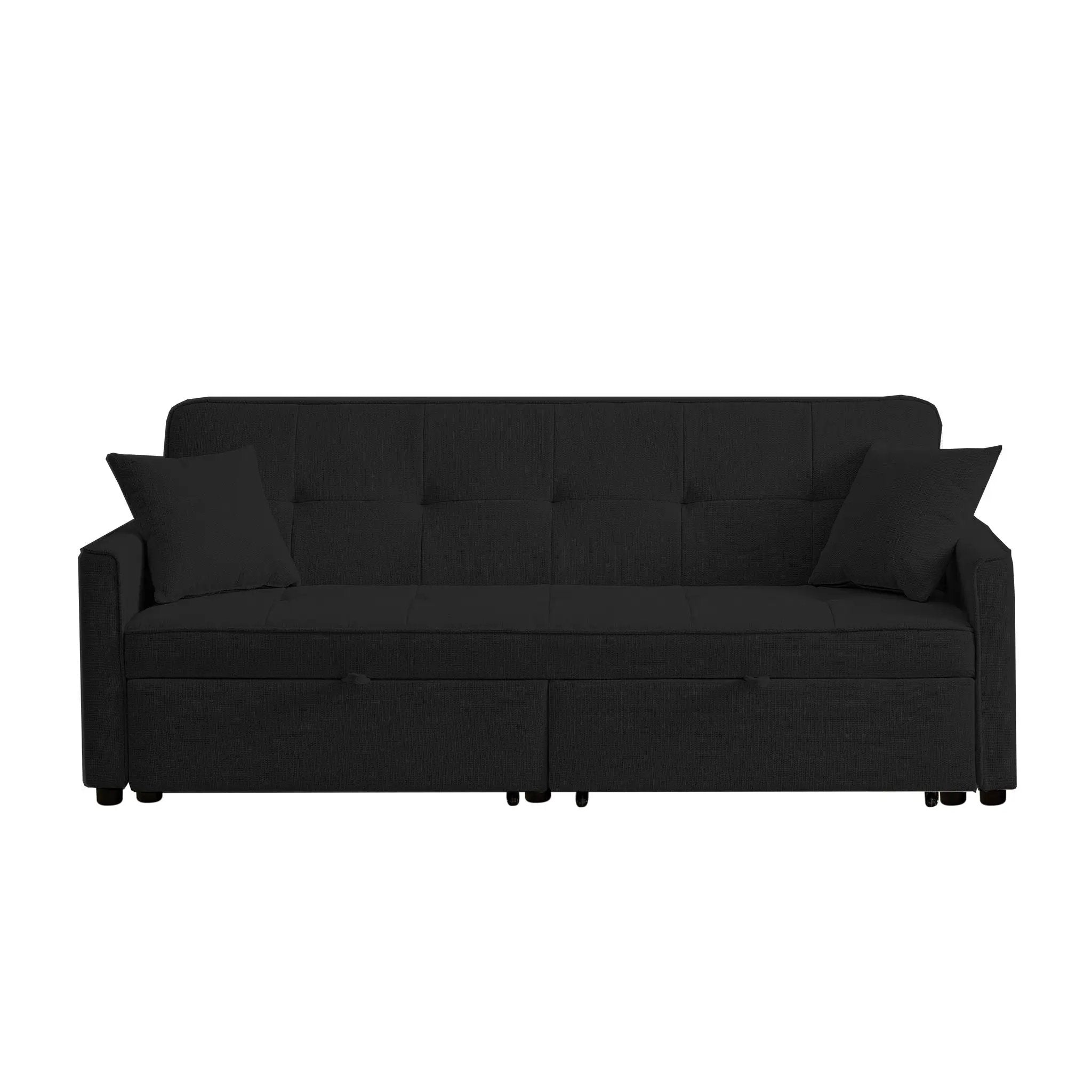 3 In 1 Convertible Sleeper Sofa Bed, Reclining Backrest, Pillows, Pockets by HouseOfZazla
