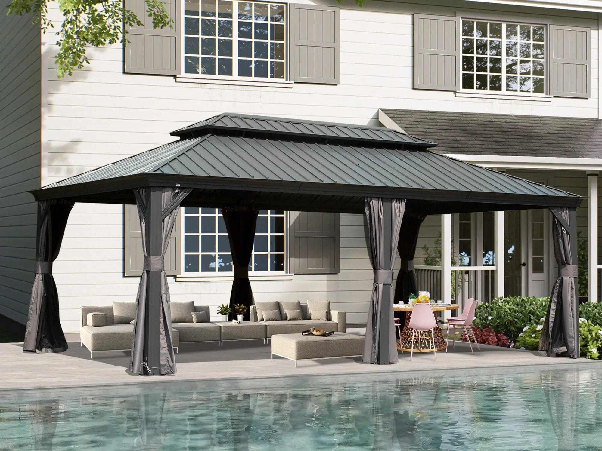 14' x 20' Hardtop Gazebo Outdoor Metal Gazebo Canopy by HouseOfZazla